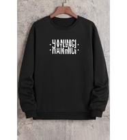 Unisex Hanımcı Bisiklet Yaka Sweatshirt (Siyah)