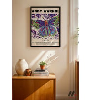 Andy Warhol Kelebek Posteri, Siyah Çerçeveli Duvar Tablosu - Modern Ev Dekorasyonu