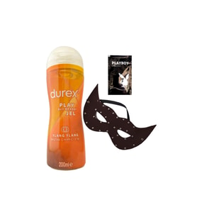 Durex Play 2si1 Arada Ylang Ylang Baştan Çıkartmaya & Kayganlaştırmaya Jel 200 ml + Siyah Deri Göz Maskesi + Hediye