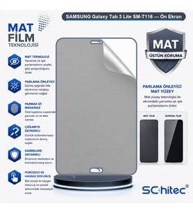 SChitec SAMSUNG Galaxy Tab 3 Lite SM-T116 Uyumlu Ön Yüzey Mat Hidrojel Ekran Koruyucu