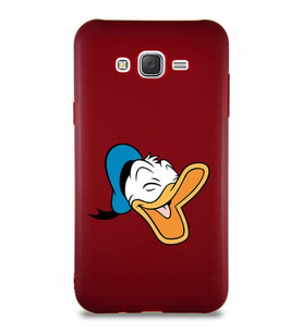 Samsung Galaxy J7 Soft Premier Kapak Donald Duck-E Tasarımlı Silikon Kılıf - Mürdüm (Şeffaf)