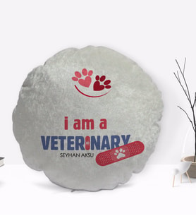 BK Gift Kişiye Özel İsimli Veteriner Hekim Tasarımlı Dekoratif Kırlent Yastık-1