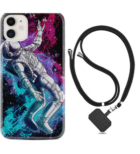 Apple iPhone 11 12 13 Mini Kılıf Boyun Askılı Silikon Astronot Signs 1753