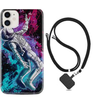 Apple iPhone 11 12 13 Mini Kılıf Boyun Askılı Silikon Astronot Signs 1753