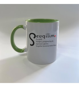 Sevgilim Baskılı Yeşil Mega Kupa