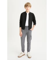 Erkek Çocuk Basic Kargo Cepli Jogger Paça Okul Eşofman Altı AK2322-1 (Gri)