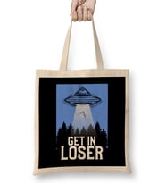 Cute & Funny Get In Loser UFO Aliens Spaceship Bez Çanta Uzun Saplı