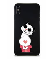 Apple iPhone XS Max Soft Premier Kapak Coolcat Tasarımlı Silikon Kılıf - Siyah (Şeffaf)