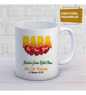 Kişiye Özel İsim Yazılabilir Babalar Günün Kutlu Olsun Seni Çok Seviyoruz Kupa Bardak