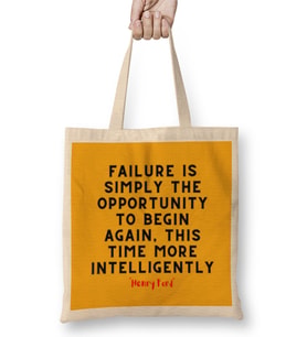 Henry Ford Quotes - Entrepreneurs Motivation İnspiration Success Work Gifts Bez Çanta Uzun Saplı