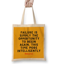 Henry Ford Quotes - Entrepreneurs Motivation İnspiration Success Work Gifts Bez Çanta Uzun Saplı