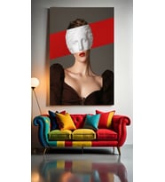 MODERN SANAT HEYKEL KADIN Ev Duvar Salon Güzellik Salonu Ofis Dükkan Dekarasyon Kanvas Tablo (Çok Renkli)