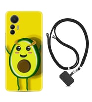Xiaomi 12 Lite Kılıf Resimli Boyun Askılı İpli Desenli Silikon Series Sevimli Avokado 1880