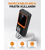 Powerbank 20000 Mah Dijital Ekranlı Ve Çok Kablolu Hızlı Şarj Cihazı