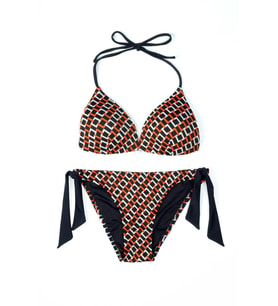 Beria Kadın Üçgen Yarım Dolgulu Kare Desenli Bikini Takımı