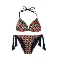 Beria Kadın Üçgen Yarım Dolgulu Kare Desenli Bikini Takımı