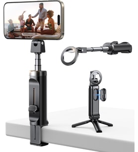 MagSafe Selfie Çubuğu 4'ü 1 Arada Seyahat Aletleri 360° Dönebilir Uzatılabilir Cep Telefonu Tutacağı Uçak Tripod ve Uzaktan Kumandalı Cep Telefonu Standı iPhone 17 16 15 Samsung Android Akıllı