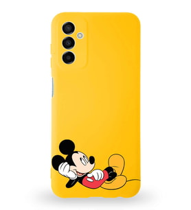 Samsung Galaxy M23 Uyumlu Lansman Kılıf Altı Kapalı İçi Kadife  Mickey Mouse-F Tasarımlı  Kapak (Şeffaf)