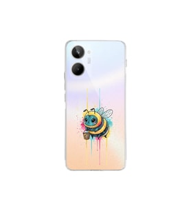 Realme 10 4G ile uyumlu Splash arı tasarımlı şeffaf silikon kılıf