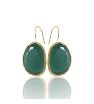 Kadir Jewellery 22 Ayar Altın Kaplama Fosil Taşlı Küpe -El İşçiliği Ve Hipoalerjenik Küpe (K.Yeşil)