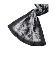 Ebruli Cotton Vual Çiçek Desenli Şal 75x190 cm (Siyah - Beyaz)