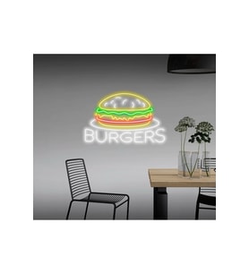 BURGERS Yazılı ve Şekilli Neon Tabela