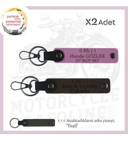 Motosiklet Aşıklarına, İsim Plaka ve 0 Rh (-) Kan Grubu Acil Durum Anahtarlığı, K Kahve-Pembe-Ysl (Çok Renkli)