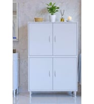 Eliusta Nuve Geniş Depolama Alanlı Dolap 95 cm Banyo/Mutfak Çok Fonksiyonlu 95x138x32,5 cm Saklama Dolabı (Beyaz)