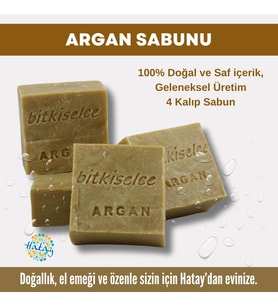 Bitkiselce Saf ve doğal içeriklerle Argan Sabunu  450 gr (4 Kalıp)