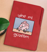 BK Gift Yine Mi Güzelim Tasarımlı Kırmızı Termo Deri Not Defteri 15x21cm-1