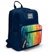Coral High İlkokul ve Ortaokul Sırt Çantası - Erkek Çocuk, Lacivert Çok Renkli Çizgi Desenli, Dört Bölmeli