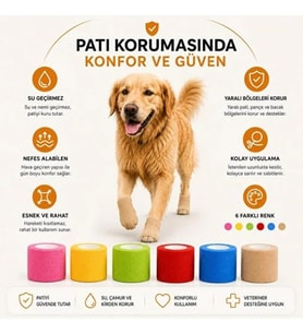 Kedi ve Köpek Pati Bandajı - Su Geçirmez - Kendinden Yapışkanlı
