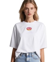 DONUT OVERSİZE UNİSEX T-SHİRT (Beyaz)