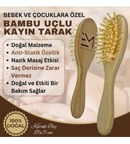 Bebek ve Çocuklara Özel Bambu Uçlu Kayın Tarak - Doğal Dokunuş, Hassas Bakım Sunar Özel Seri Üretim (Standart)