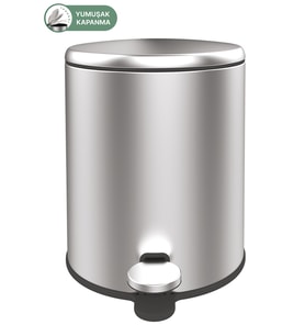 Yumuşak Kapanan Çelik Çöp Kovası, Siyah Mat, 6 Litre