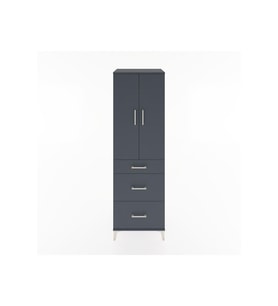 Hyperion Dolap Tek Raflı 3 Çekmeceli Tek Askılı 60x44x195 Antrasit-Antrasit