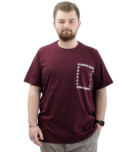 Mode XL Erkek Büyük Beden T-Shirt Pamuklu Baskılı Bisiklet Yaka Tişört NUMBER U24051 Mürdüm