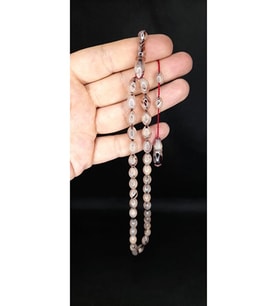 SEVGİLİYE ÖZEL HEDİYE ATEŞ KEHRİBAR TESBİH BEYAZ RENK KAPSÜL KESİM H-1372.
