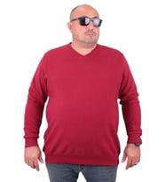 Starbattal Büyük Beden Selanik V Yaka Classic Sweat 23201 BORDO
