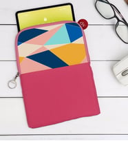 BK Gift Modern Art Tasarımlı Taşınabilir Koruyucu Tablet Kılıfı & Organizer Çanta - Pembe-2