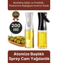 Çok Amaçlı Atomize Başlıklı Sızdırmaz Airfryer Püskürtmeli Fısfıs Sprey Cam Yağdanlık 200 Ml 1 Adet