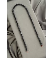 Hematit Doğal Taş Mat Benekli Siyah Dikdörtgen Kesim 4x13mm Dizi [AA]