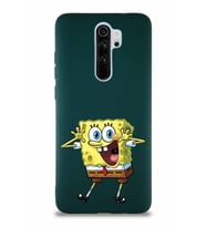 Xiaomi Redmi Note 8 Pro Soft Premier Kapak Sünger Bob Tasarımlı Silikon Kılıf - Yeşil (Şeffaf)