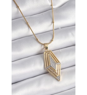 316L Çelik Gold Renk Zirkon Taşlı Vintage Model Kadın Kolye 5886 - HPSBYI6513-6595