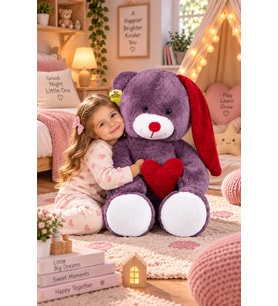Pandamke Kalp Tutan Şapkalı Tatlı Rüyalar Ayıcık 80 cm (Mor)