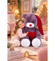 Pandamke Kalp Tutan Şapkalı Tatlı Rüyalar Ayıcık 80 cm (Mor)