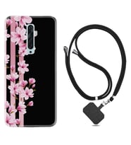 Oppo Reno 2Z 4 Lite 4 Pro 5 6 7 A31 Kılıf Boyun Askılı Silikon Pink Flowers 3 1393