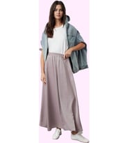 Kadın Yazlık Maxi Etek; Renk Saten Dokuma Kemerli Relaxed Fit Günlük Kullanım Modern Tasarım