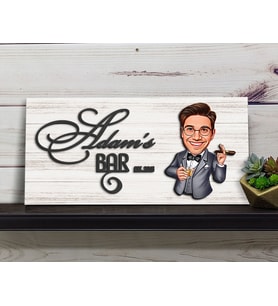 BK Gift Kişiye Özel Karikatürlü Kabartma Tasarım Antik Beyaz Ahşap Bar Tabelası, Home Bar Tabela, Rustik Ev Dekorasyonu, Duvar Dekoru-10