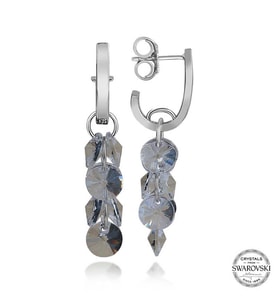 Swarovski Crystal Taşlı Gümüş Salkım Sallantılı Çivili Kadın Küpe